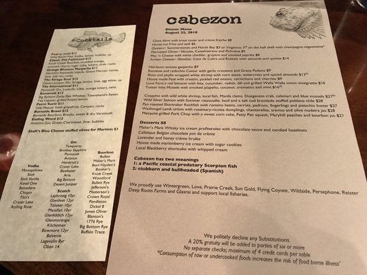 Menu photo 5 Cabezon Portland, OR