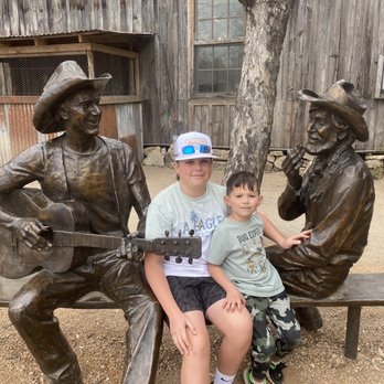 Luckenbach Texas - Photo Op. pic of the boys with Opie's friends!!! - Music Venues Near Me - Fredericksburg, Texas