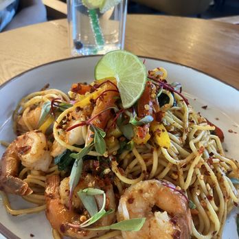 Escape 360 - Spicy Basil Shrimp Spaghetti - Cafes Near Me - McKinney, Texas