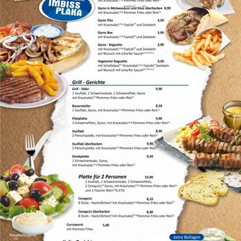 Imbiss Plaka - SPEISEKARTE - Greek Near Me - Lüneburg, NI Imbiss Plaka - SPEISEKARTE - Greek Near Me - Lüneburg, NI