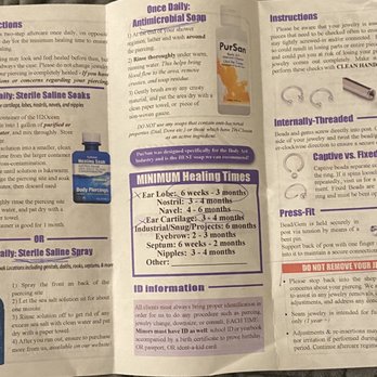 Piercology - Aftercare pamphlet - Piercing Near Me - Columbus, Ohio