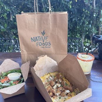 Native Foods - Delicious almost famous bowl with side salad - Vegan Near Me - Palm Springs, California Native Foods - Delicious almost famous bowl with side salad - Vegan Near Me - Palm Springs, California