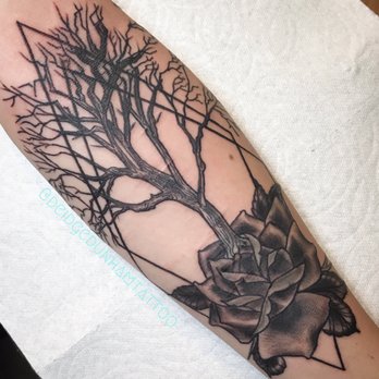 Custom Tattoos by Deidge Dunham - Scar coverup of a tree and rose by Deidge Dunham *||For appointment and availability information please call or text 323-422-5806||* - Tattoo Near Me
