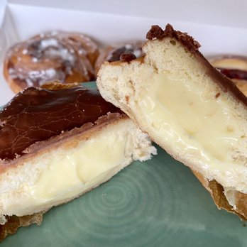 Kalman's Bakery - Chocolate glazed custard filled (Boston cream) donut - perfection! - Bakeries Near Me - Roebling, New Jersey