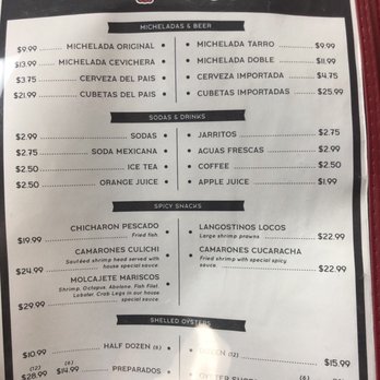 Los Mariscos - Menu as of 09/28/2019. - Mexican Near Me - Fresno, California Los Mariscos - Menu as of 09/28/2019. - Mexican Near Me - Fresno, California
