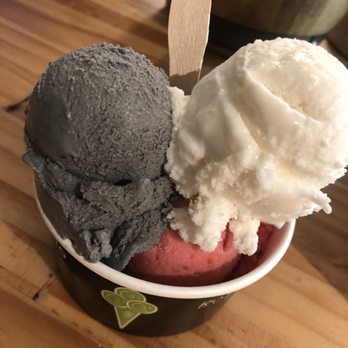 Gelato 101 - Black vanilla, coconut, and raspberry on the bottom - Gelato Near Me - Encinitas, California