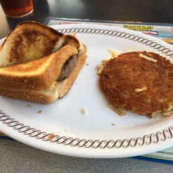 Waffle House - Hamburger & waffles I asked for the waffles not to be dark