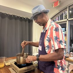 The Mardi Gras School of Cooking - Vernon making Roux