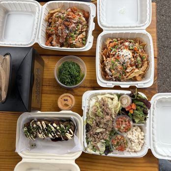 Pine Isle - Fried Musubi, Kalua Pork w/Cabbage, Regular Poke Nachos - 2 scoopsnachos - Hawaiian Near Me - Dallas, Texas Pine Isle - Fried Musubi, Kalua Pork w/Cabbage, Regular Poke Nachos - 2 scoopsnachos - Hawaiian Near Me - Dallas, Texas