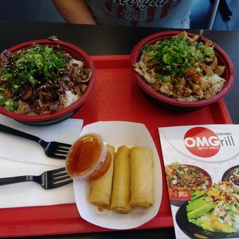 OMGrill - Chicken and Beef Bowl, side of spring rolls - Japanese Near Me - Van Nuys, California OMGrill - Chicken and Beef Bowl, side of spring rolls - Japanese Near Me - Van Nuys, California