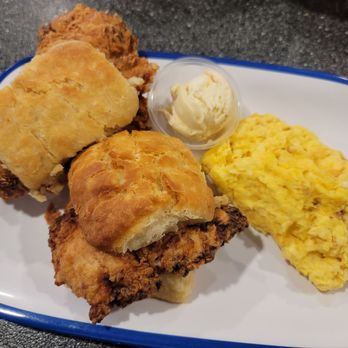 The Blue Hen Cafe - Chicken & Biscuits with scrambled eggs. - Southern Near Me - Saint Augustine, Florida The Blue Hen Cafe - Chicken & Biscuits with scrambled eggs. - Southern Near Me - Saint Augustine, Florida