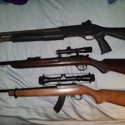 Trader Jerry's II - My new Ruger on the bottom with a vintage Walther and a Savage Stevens