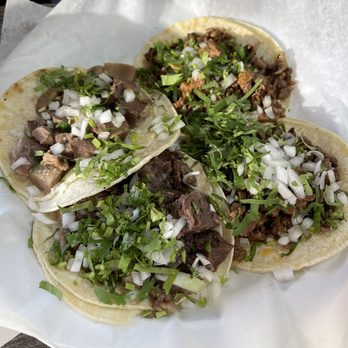 Taqueria Cuernavaca - Two Asada Taco on right. Taco de cabaza (beef cheek). Lengua Taco (tongue) left bottom - Mexican Near Me - Oxnard, California Taqueria Cuernavaca - Two Asada Taco on right. Taco de cabaza (beef cheek). Lengua Taco (tongue) left bottom - Mexican Near Me - Oxnard, California