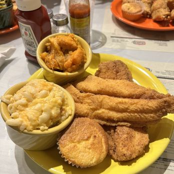 Mama J's Kitchen - Two pieces catfish  Macaroni & Cheese Candied Yams - Soul Food Near Me - Richmond, Virginia