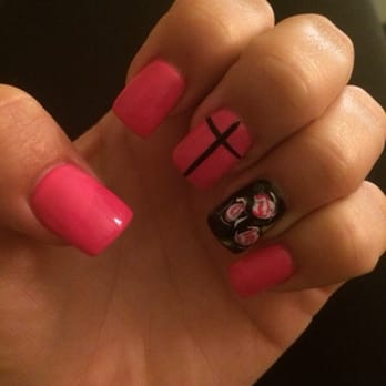 Unique Nails - Floral and a cross - Nail Salons Near Me - Irvine, California Unique Nails - Floral and a cross - Nail Salons Near Me - Irvine, California