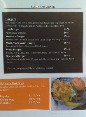 Menu photo 2 Speedys Place Milton, PA