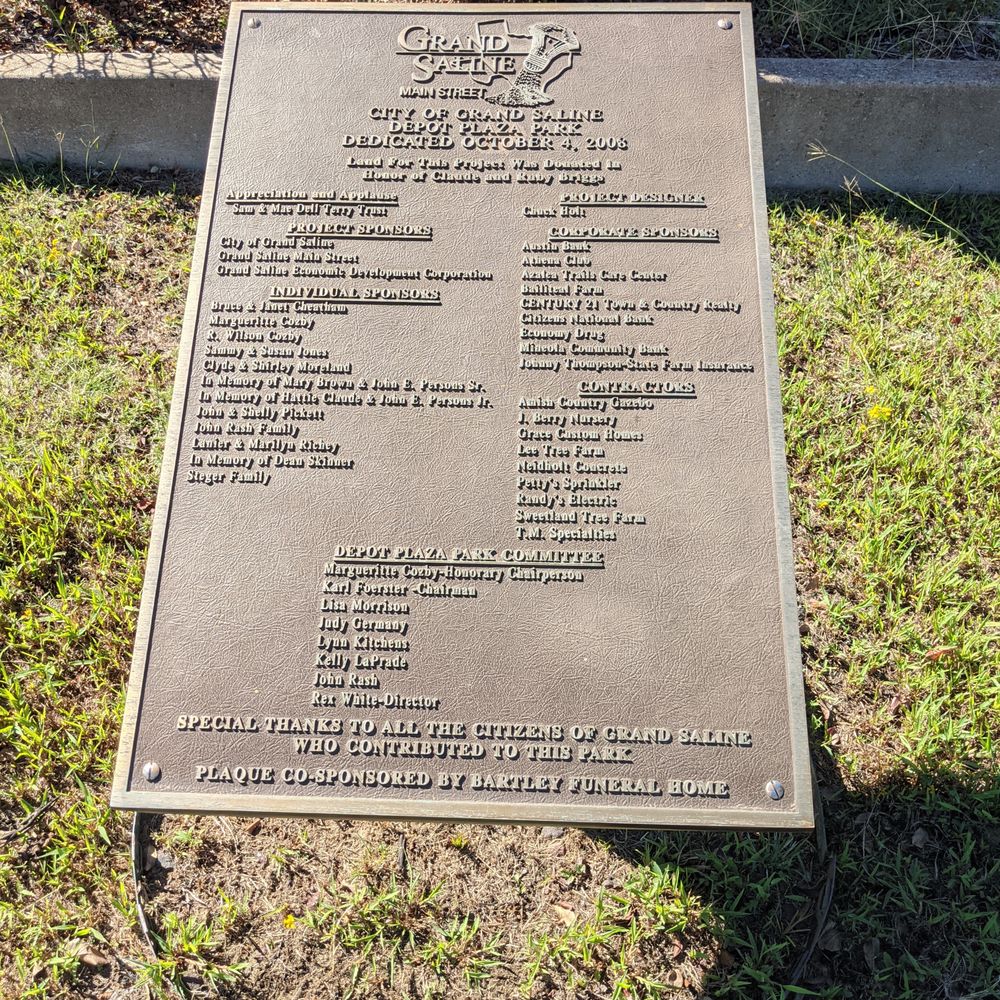 Depot Plaza Park - Depot Plaza Park, Grand Saline - Parks Near Me - Grand Saline, Texas Depot Plaza Park - Depot Plaza Park, Grand Saline - Parks Near Me - Grand Saline, Texas