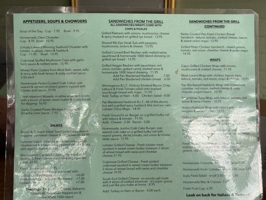 Menu photo 1 Winnegance Restaurant & Bakery Bath, ME Menu photo 1 Winnegance Restaurant & Bakery Bath, ME