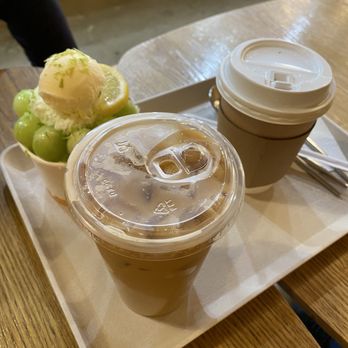 Heybings - Melon lime breeze, Iced latte with vanilla and oatmilk, Organic loose leaf tea - Desserts Near Me - Costa Mesa, California