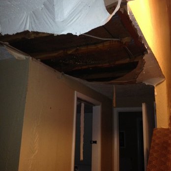 Buffalo Restoration - Ceiling below the leak caved in. Everything had to be removed to prevent mold growth. - Carpet Cleaning Near Me - Bozeman, Montana