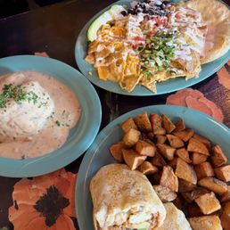 Breakfast burrito, biscuits and gravy, Real Deal Chilaquiles