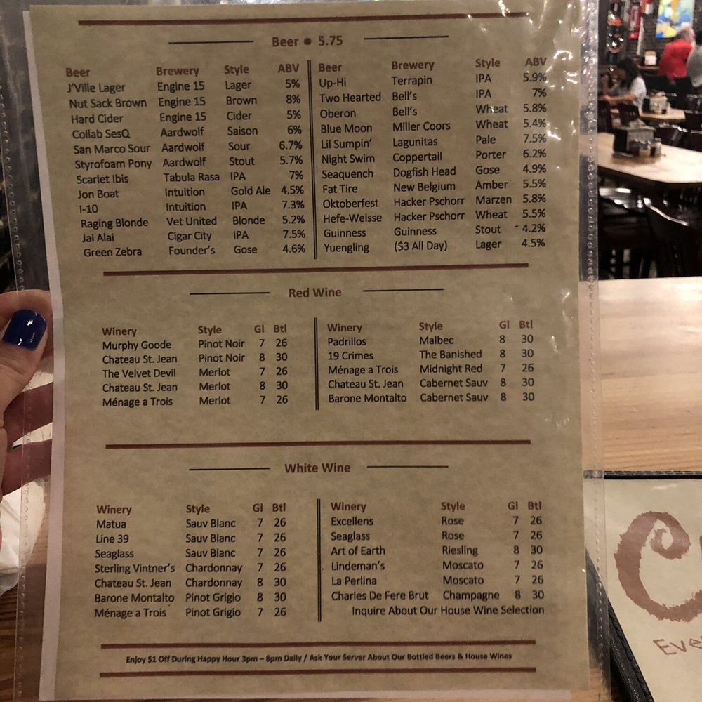 Crispy's Springfield Gallery - Beer list Sept 2019 - Pizza Near Me - Jacksonville, Florida Crispy's Springfield Gallery - Beer list Sept 2019 - Pizza Near Me - Jacksonville, Florida
