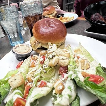 Brown Bag Brewery - The Hangover, burger. Side Caesar wedge salad. - Burgers Near Me - Prescott, Arizona