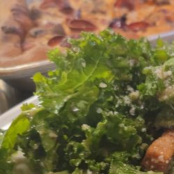 Georgetown Pizza & Arcade - Epic kale Ceasar salad with Validictorian pizza on crafted dough  Whole- The Valedictorian  LG Kale Caesar Salad
