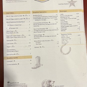 John Colter Ranch House - Breakfast menu - Barbeque Near Me - Moran, Wyoming
