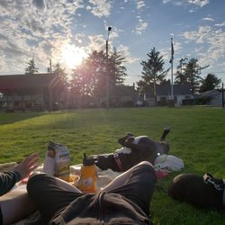Sunbathing, snacking, and reading a book