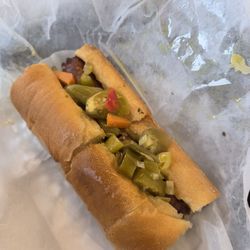 Italian beef sausage combo...  Awesome choice.. we'll cooked and peppers  On point... spicy