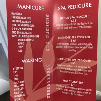 Bamboo Spa - Services and prices for what they offer as of Feb 2017 - Waxing Near Me - Orinda, California