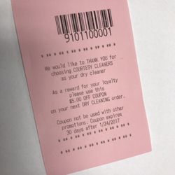 Courtesy Cleaners - FREE Dry Cleaning for regular customers
