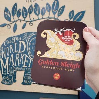 World Market - The holiday Scavenger Hunt is back!! Found the Golden Sleigh! - Home Decor Near Me - Naperville, Illinois