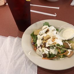 Wife and I share so this is half a salad. Really good and fresh salad.