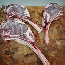 V & F Meat Center - Tomahawk Steaks Ready to Grill