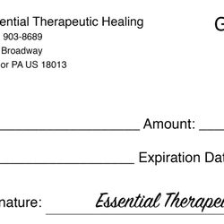 Essential Therapeutic Healing - Gift Certificates are available for purchase on our website! www.essentialtherapeutichealing.com.giftcertificate