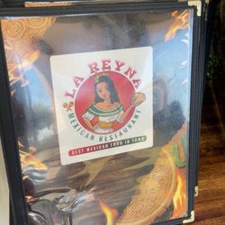 La Reyna Mexican Restaurant - Menu front page and restaurant name
