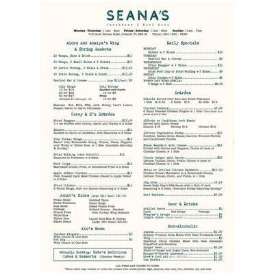 Menu photo 7 Seana's Orlando, FL