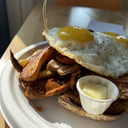 Hash - hash 209 $14 2 eggs (any style), bacon, potato, braised mushroom, sausage, oven dried tomato, toast