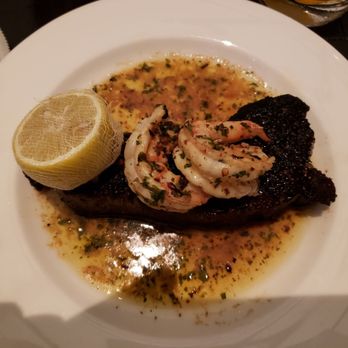 Ocean Steak - NY Strip with shrimp scampi omg! - Steakhouses Near Me - Atlantic City, New Jersey Ocean Steak - NY Strip with shrimp scampi omg! - Steakhouses Near Me - Atlantic City, New Jersey