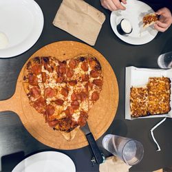 Pizza Hut - Pepperoni heart pizza, bacon cheddar bread sticks.