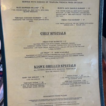 Buzz's - Menu - Steakhouses Near Me - Kailua, Hawaii Buzz's - Menu - Steakhouses Near Me - Kailua, Hawaii