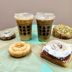 Bamboo Coffee & Donuts - Cookie Butter Cold Brew, Love Sick, Maple Berry Donut, Traditional Old Fashioned Donut, Cinnamon Roll, Pistachio Cookie Butter Croissant