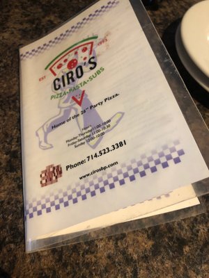 Menu photo 2 Ciro's Pizza Buena Park, CA