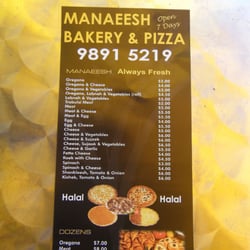 Manaeesh Bakery and Pizza - Menu