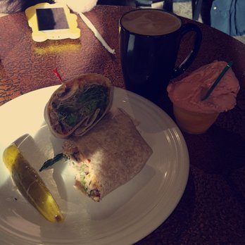 Copper Rock Coffee Company - Vegan-friendly food! I got the humus veggie wrap, dairy-free gelato, and an almond, Hazlenut Latté  Very tasty! - Coffee & Tea Near Me - Appleton, Wisconsin