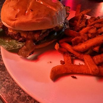 The Tav - a hamburger and fries on a plate - Dive Bars Near Me - Phoenix, Arizona