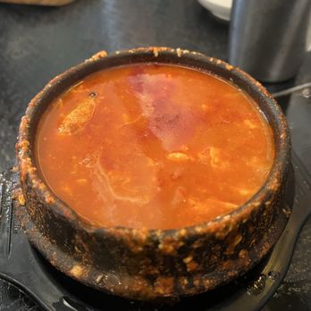 Seoul Tofu - T2. Combination Tofu Soup (crack the egg in ASAP so you can get a poached egg or mix it in for those egg ribbons) - Korean Near Me - Las Vegas, Nevada Seoul Tofu - T2. Combination Tofu Soup (crack the egg in ASAP so you can get a poached egg or mix it in for those egg ribbons) - Korean Near Me - Las Vegas, Nevada