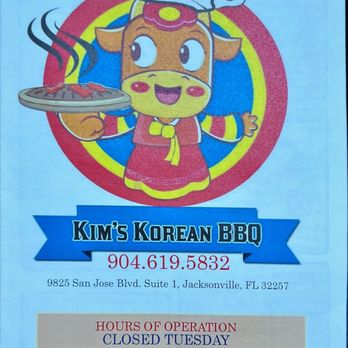 Kim's Korean BBQ Restaurant - Front of take out menu - Korean Near Me - Jacksonville, Florida Kim's Korean BBQ Restaurant - Front of take out menu - Korean Near Me - Jacksonville, Florida